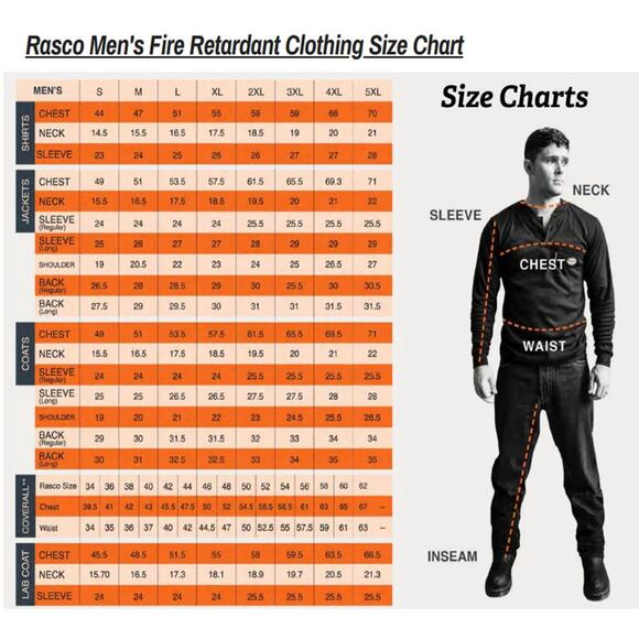 Rasco FR Khaki Flame Resistant Coverall Mens Size 46-R / XL 100% Cotton Unlined - Picture 16 of 16